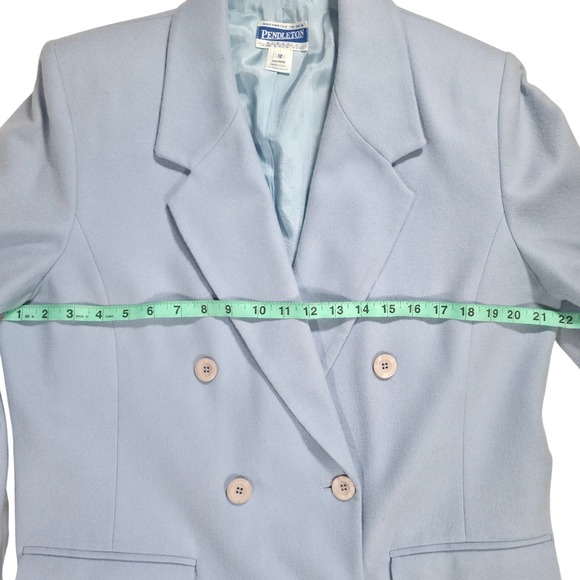 Pendleton Classic Wool Blazer Women's Size 12 Powder Blue Double Breasted - Picture 4 of 12